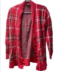 Red plaid cardigan from Ann Taylor sz small